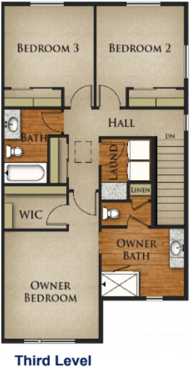 Theo: 3 Bedroom Floorplan. Level 3